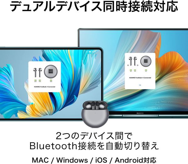 HUAWEI FreeBuds Pro/セラミックホワイト/Bluetoothワイヤレスイヤホン/アクティブノイズキャンセリング/デュアルデバイス接続/30時間音楽再生 【日本正規代理店品】 - 画像 (5)